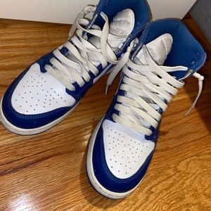 Blue and white Jordan 1s . Size 6.5